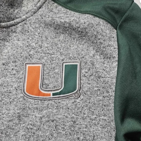 Miami Hurricanes Sweater Mens Large Green NCAA Football Quarter Zip Pullover - Picture 8 of 12